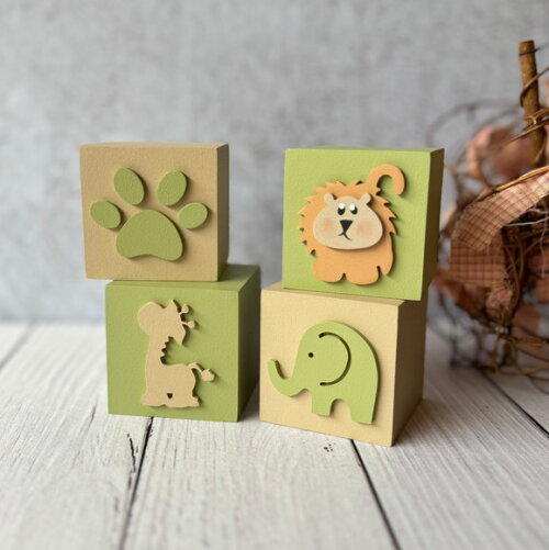 Safari Bichos Cubos 6x6cm - Decoração Bebê