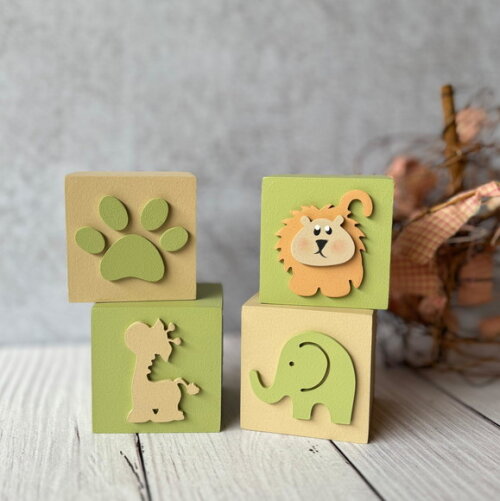 Safari Bichos Cubos 6x6cm - Decoração Bebê