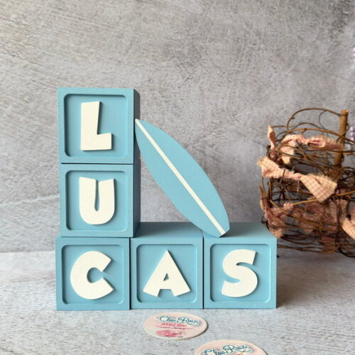 Surf - Decoração Bebê - Cubos 6x6cm + Prancha