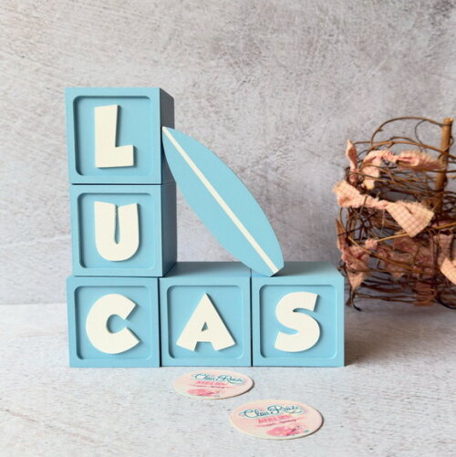 Surf - Decoração Bebê - Cubos 6x6cm + Prancha
