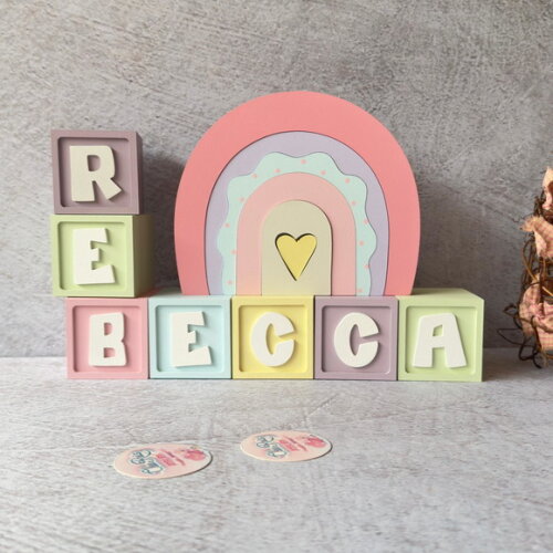 Cubos Decorativos Arco Íris Boho para Quarto de Bebê e Festa Infantil