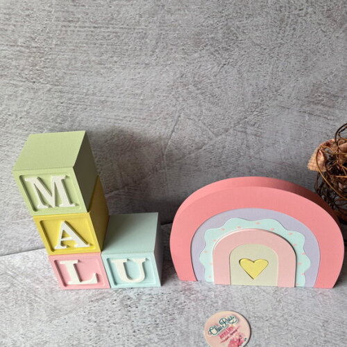 Cubos Decorativos Arco Íris Boho para Quarto de Bebê e Festa In