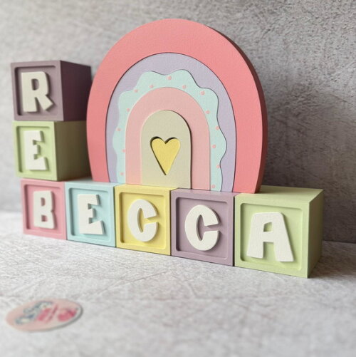 Cubos Decorativos Arco Íris Boho para Quarto de Bebê e Festa In