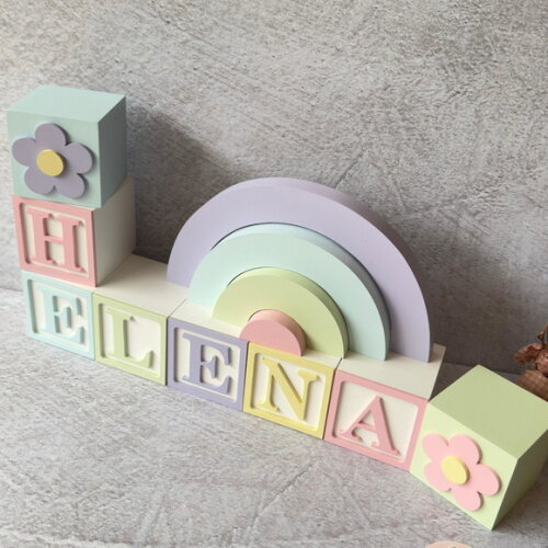 Tons Pastel Cubos 6x6cm Ts + Arco Íris. Decoração Bebê