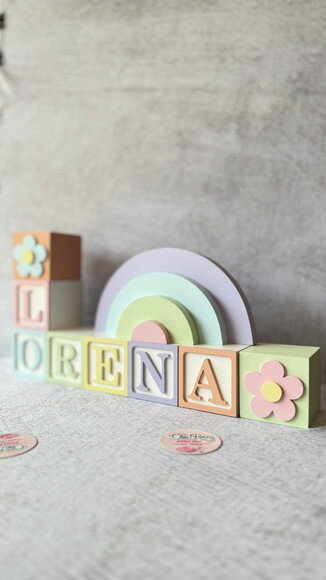 Tons Pastel Cubos 6x6cm Ts + Arco Íris. Decoração Bebê