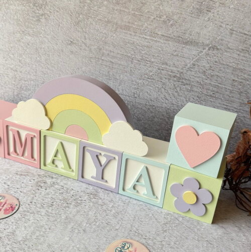 Tons Pastel Cubos 6x6cm Ts + Arco Íris. Decoração Bebê
