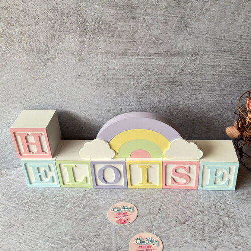 Tons Pastel Cubos 6x6cm Ts + Arco Íris. Decoração Bebê