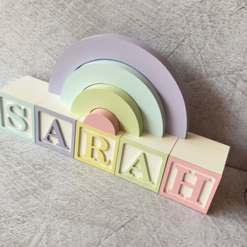 Tons Pastel Cubos 6x6cm Ts + Arco Íris. Decoração Bebê