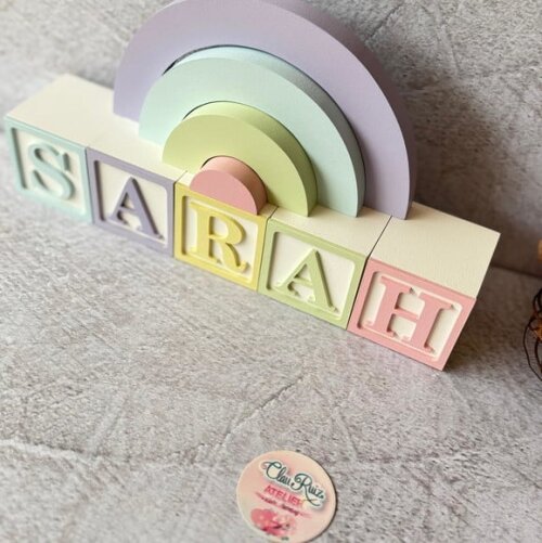 Tons Pastel Cubos 6x6cm Ts + Arco Íris. Decoração Bebê