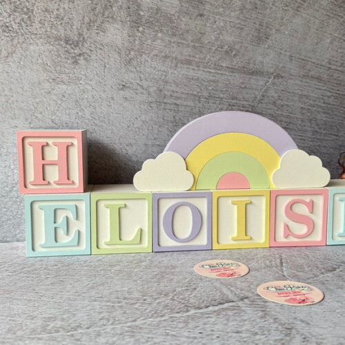 Tons Pastel Cubos 6x6cm Ts + Arco Íris. Decoração Bebê