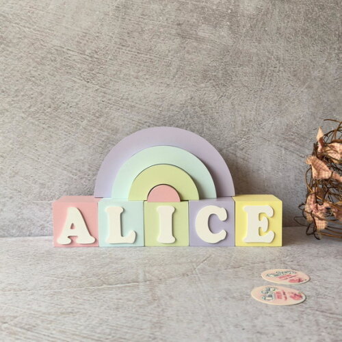 Tons Pastel Cubos 6x6cm Ts + Arco Íris. Decoração Bebê