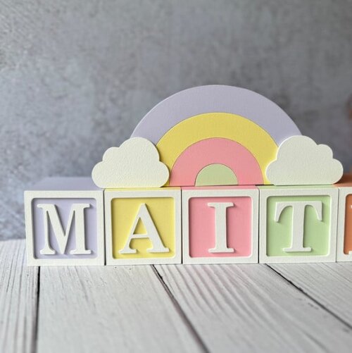 Tons Pastel Cubos 6x6cm Ts + Arco Íris. Decoração Bebê