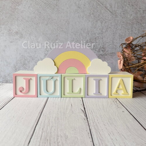Tons Pastel Cubos 6x6cm Ts + Arco Íris. Decoração Bebê