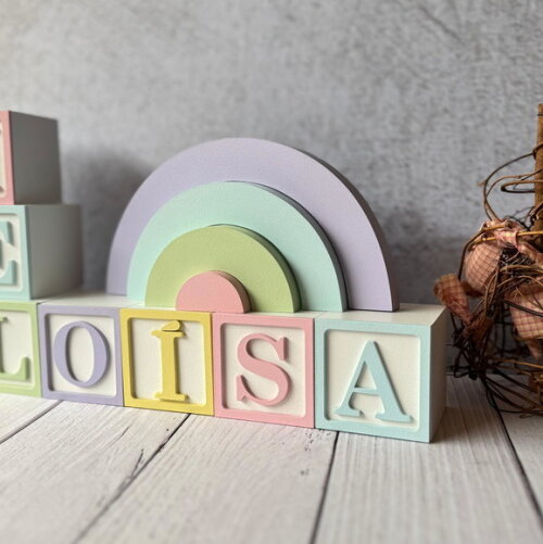 Tons Pastel Cubos 6x6cm Ts + Arco Íris. Decoração Bebê