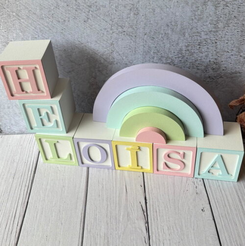 Tons Pastel Cubos 6x6cm Ts + Arco Íris. Decoração Bebê