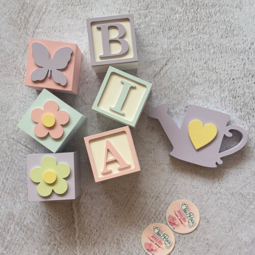 Tons Pastel Cubos 6x6cm Ts + Regador - Decoração Bebê