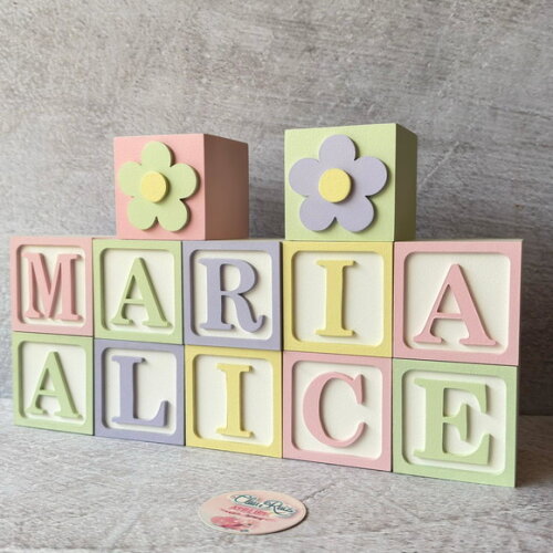 Tons Pastel Cubos Personalizados 6x6cm Decoração Bebê
