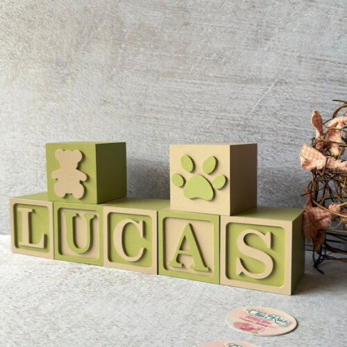 Ursinho + Cubos Ts 6x6cm- Decoração Bebê
