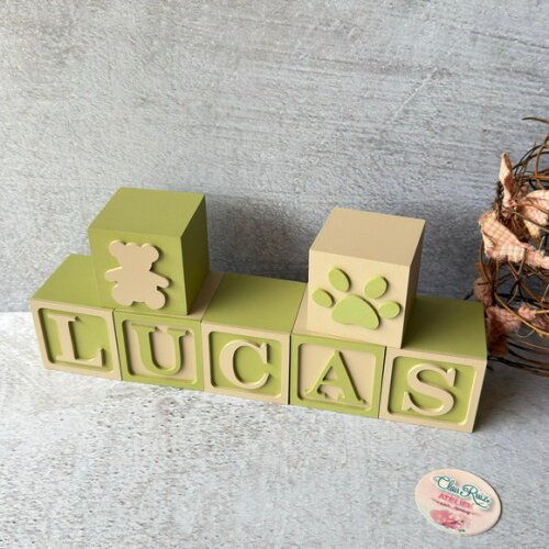 Ursinho + Cubos Ts 6x6cm- Decoração Bebê