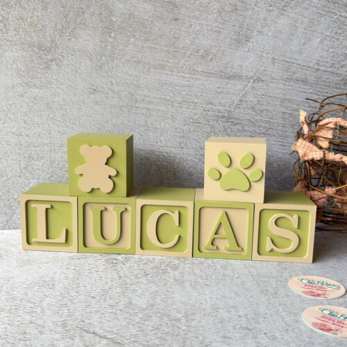 Ursinho + Cubos Ts 6x6cm- Decoração Bebê