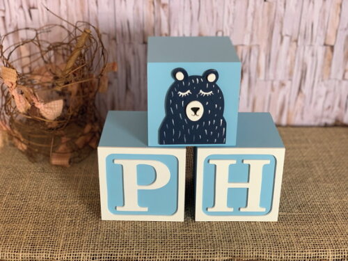 Urso Escandinavo - Cubos 10x10cm Ts Decoração Bebê