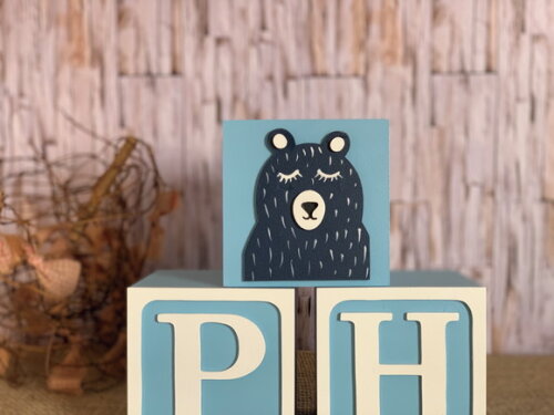 Urso Escandinavo - Cubos 10x10cm Ts Decoração Bebê