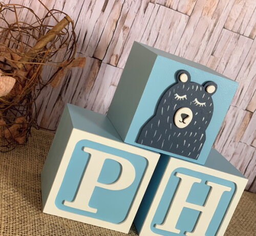 Urso Escandinavo - Cubos 10x10cm Ts Decoração Bebê