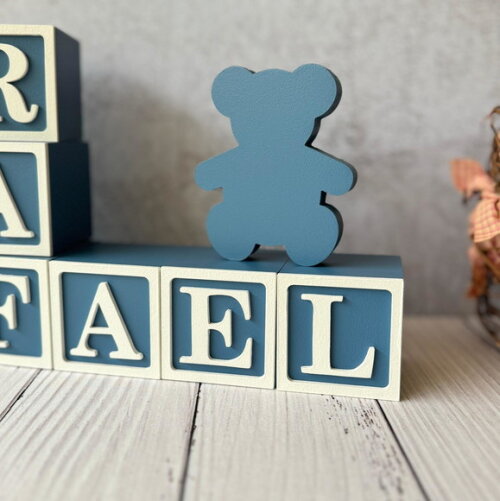 Urso+ Cubos Ts 6x6cm- Decoração Bebê