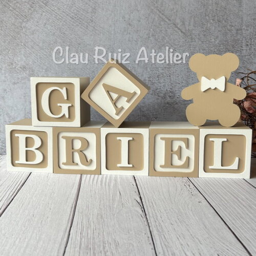 Urso+ Cubos 8x8cm Ts - Decoração Bebê