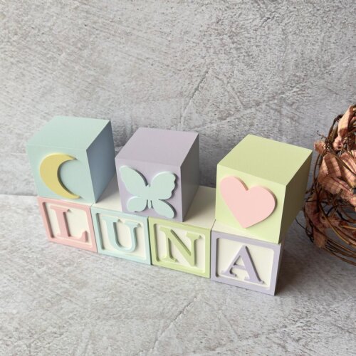 Cubos Personalizados 6x6 cm em MDF para Quarto de Bebê - Enfeite