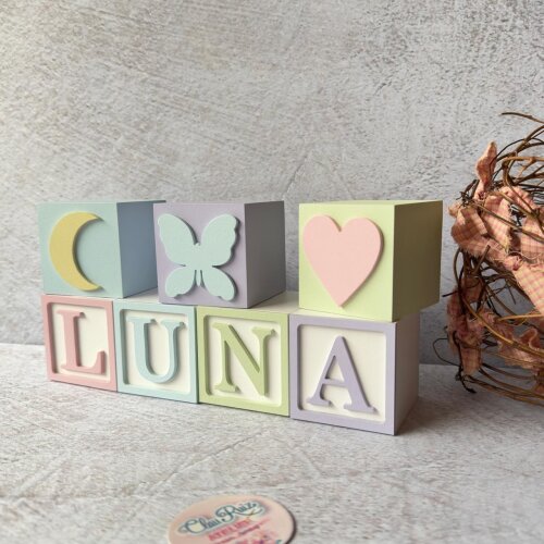 Cubos Personalizados 6x6 cm em MDF para Quarto de Bebê - Enfeite