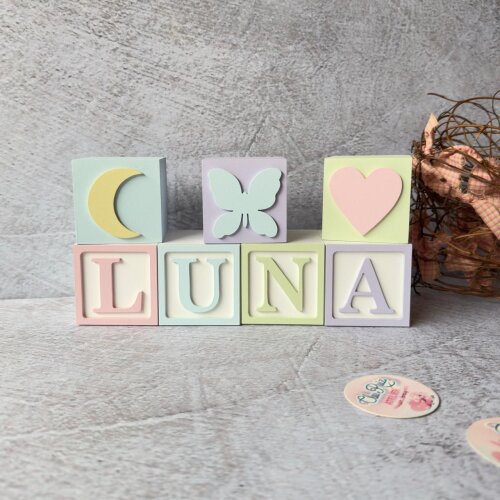 Cubos Personalizados 6x6 cm em MDF para Quarto de Bebê - Enfeite de Maternidade