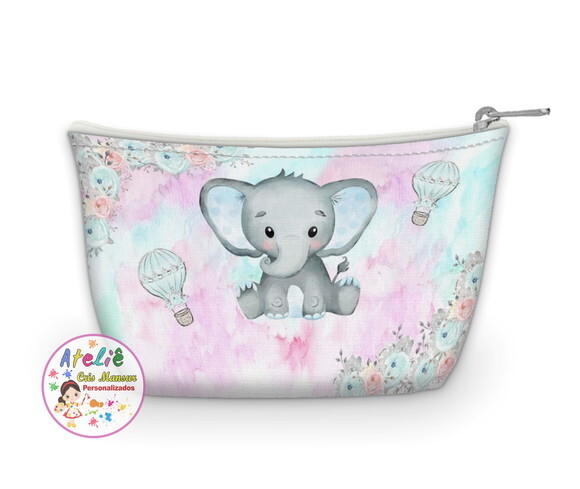 Necessaire Personalizada Elefantinho Aquarela