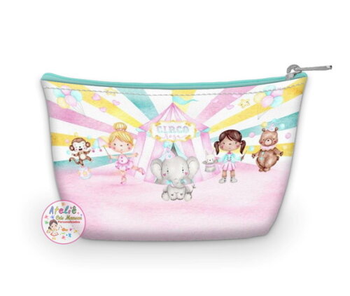 Necessaire Personalizada - Tema Circo Candy Color Aquarela