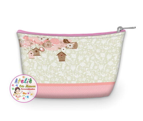 Necessaire personalizada Flores e Pássaros