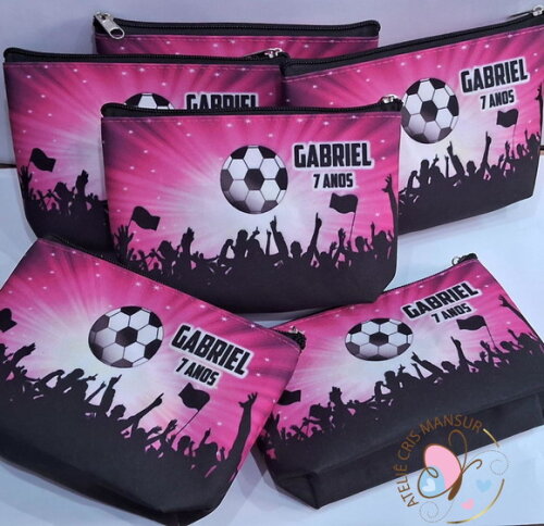 Necessaire Personalizada Futebol Rosa