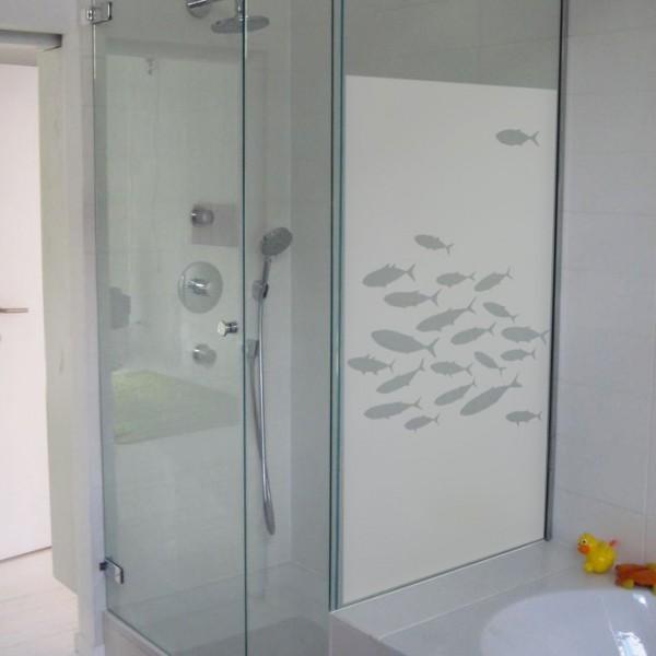 Adesivo Jateado Para Portas de Vidro 215x100 cm Peixes