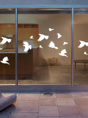 Adesivo Branco 12 Pássaros Anti trombada