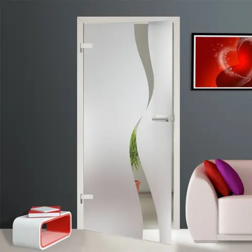 Adesivo Jateado Para Portas de Vidro 215x100 cm Faixa Curva