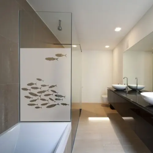 Adesivo Jateado Para Portas de Vidro 215x100 cm Peixes