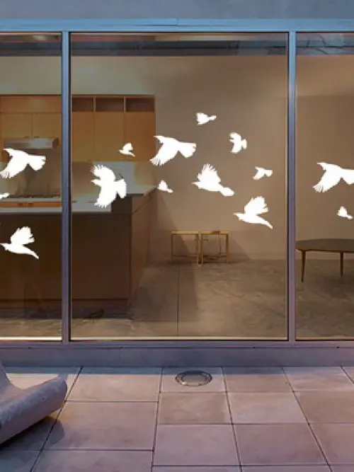 Adesivo Branco Pássaros Evita Colisão 12 un.