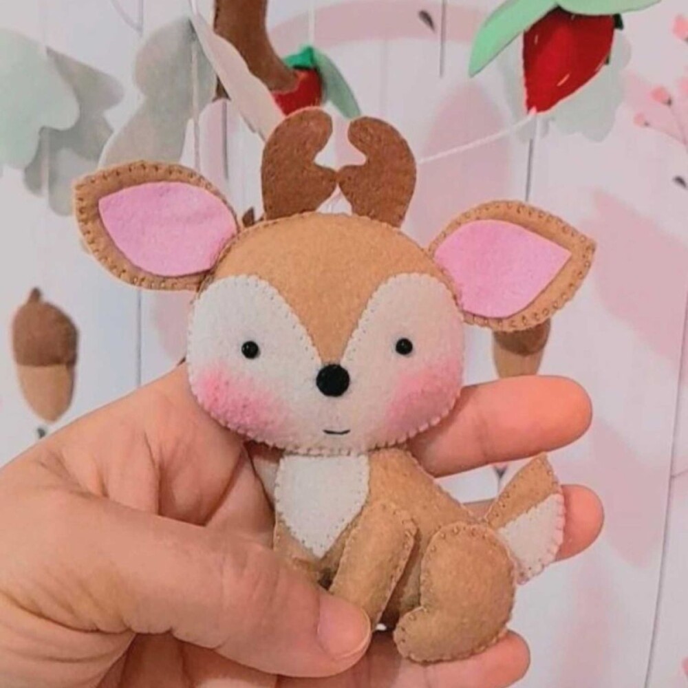 Móbile Bosque em Feltro para Berço | Decoração Quarto Bebê M