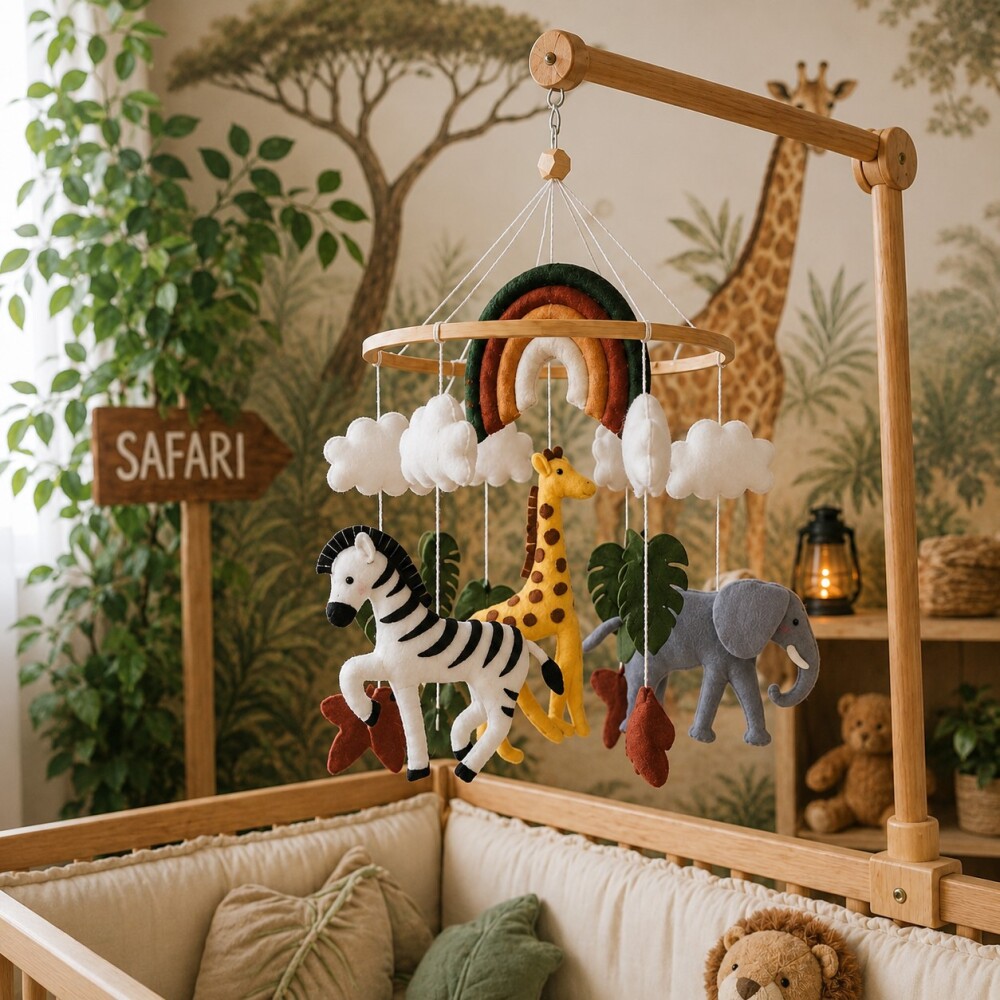 Móbile Safari Selva em Feltro para Berço | Decoração Infantil