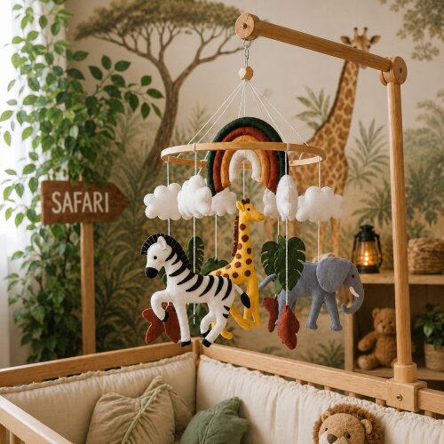 Móbile Safari Selva em Feltro para Berço | Decoração Infantil