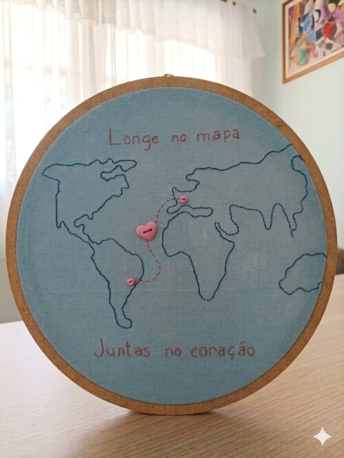Bastidor bordado mapa-múndi