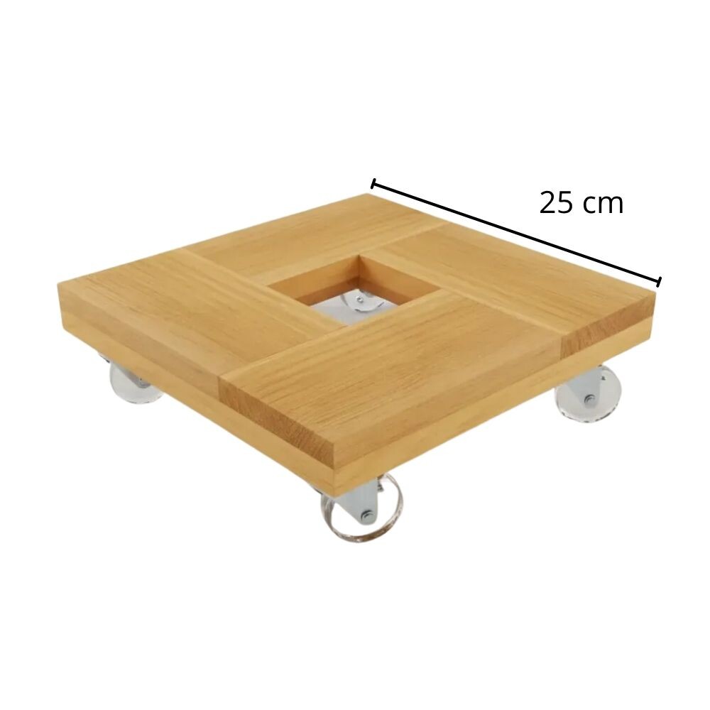 Suporte Para Vaso De Plantas Quadrado 25 cm Com Rodízio Gel