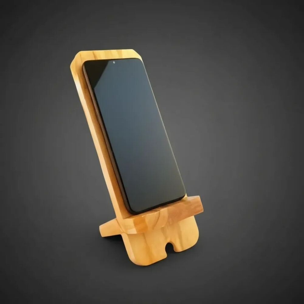 Suporte De Mesa Para Celular Em Madeira Artesanal