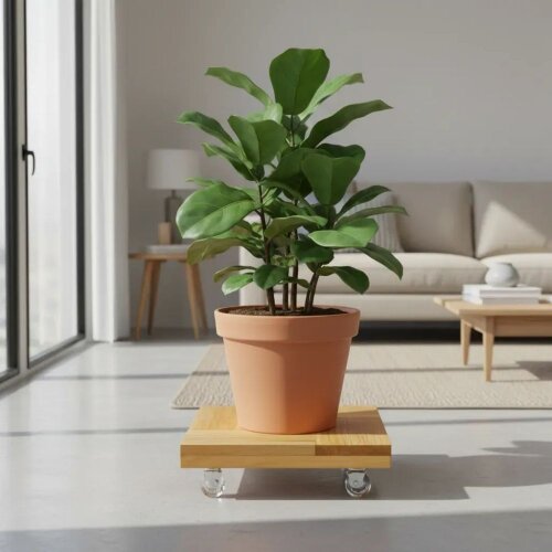 Suporte Para Vaso De Plantas Quadrado 25 cm Com Rodízio Gel