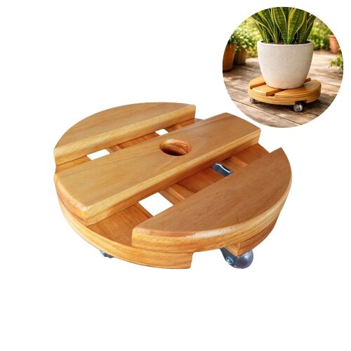 Suporte Para Vaso De Planta Redondo 30 cm Com Rodinhas Gel