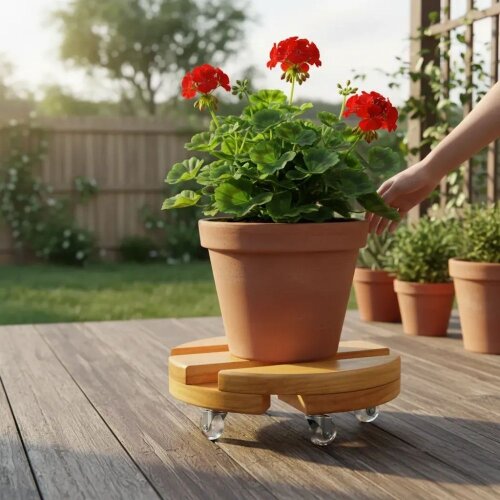 Suporte Para Vaso De Planta Redondo Com Rodinhas de Gel